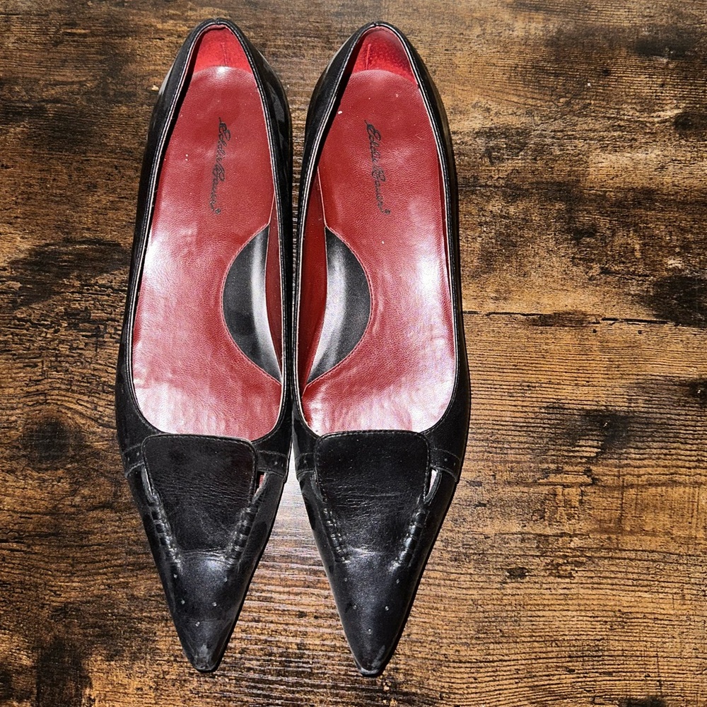 Women’s Eddie Bauer black pointed flats. Slightly used.